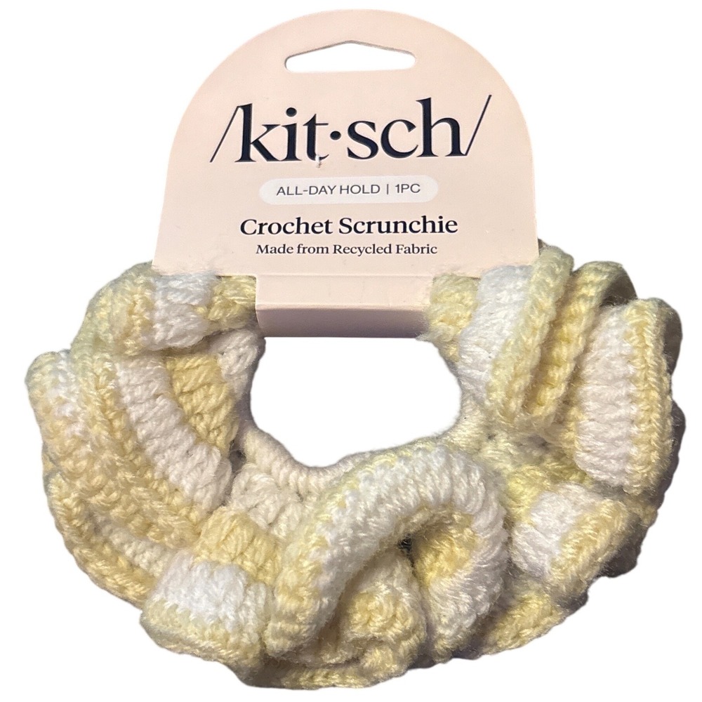 NEW Kitsch Butter Yellow Crochet Scrunchie Hair Tie